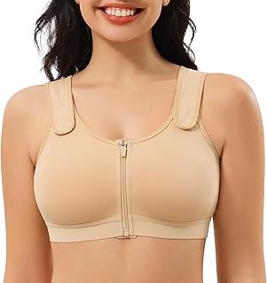 CYDREAM Zip Front Closure Wireless Bras for Women Full Coverage Post Surgery Compression Back Smoothing Comfort Adjustable