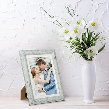 AEVETE Picture Frame 5x7 Light Green Photo Frames Rustic for Wall and Desk | 5x7 picture frames rustic decor