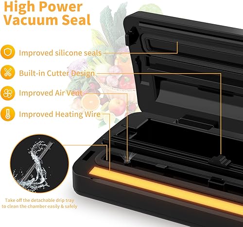 Miniatura 2 de AILNJUC Máquina selladora al vacío de alimentos, selladores al vacío, selladores de vacío secos y húmedos con opciones 6 en 1 para video Sous,