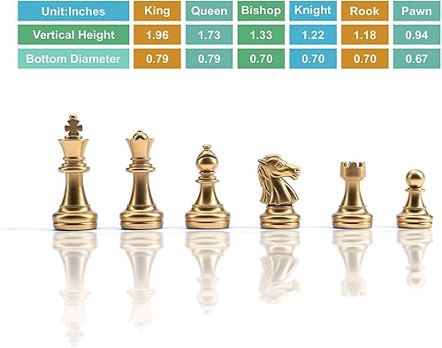 Miniatura 8 de AMEROUS Juego de ajedrez de viaje Magetic de 10 pulgadas, juego de ajedrez plegable portátil de plástico con piezas de ajedrez doradas y plateadas,