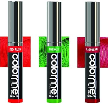 Colorme Temporary Hair Color, Hair Chalk alternative 3PK Red, Emerald, Raspberry
