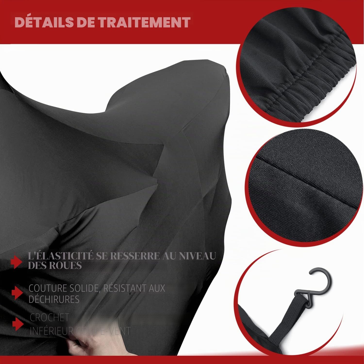 Housse Moto Intérieur Housse de Protection pour Moto Tissu Élastique Respirant Anti-poussière Housse pour Moto Scooter,XXL : Longueur (200 à 221 cm)