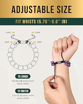 MagnetRX Hematite & Amethyst Bracelet - MAX Strength Magnetic Hematite Bracelets - Natural Amethyst Crystals Purple Beaded Bracelets for Women