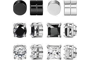 CyberLas Magnetic Stud Earrings 6 Pairs for Men Women