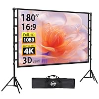 Schermo per Proiettore 180” Pollici con Treppiedi, LEORFI Schermo di Proiezione Supporta 4K Full HD 16:9