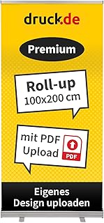 druck.de Premium Roll Up Banner individuell bedruckt, 100 x 200 cm - Werbedisplay - inkl. Tragetasche & Aluminium System - Messe Display, Präsentationsbanner, Werbung (100x200 cm)