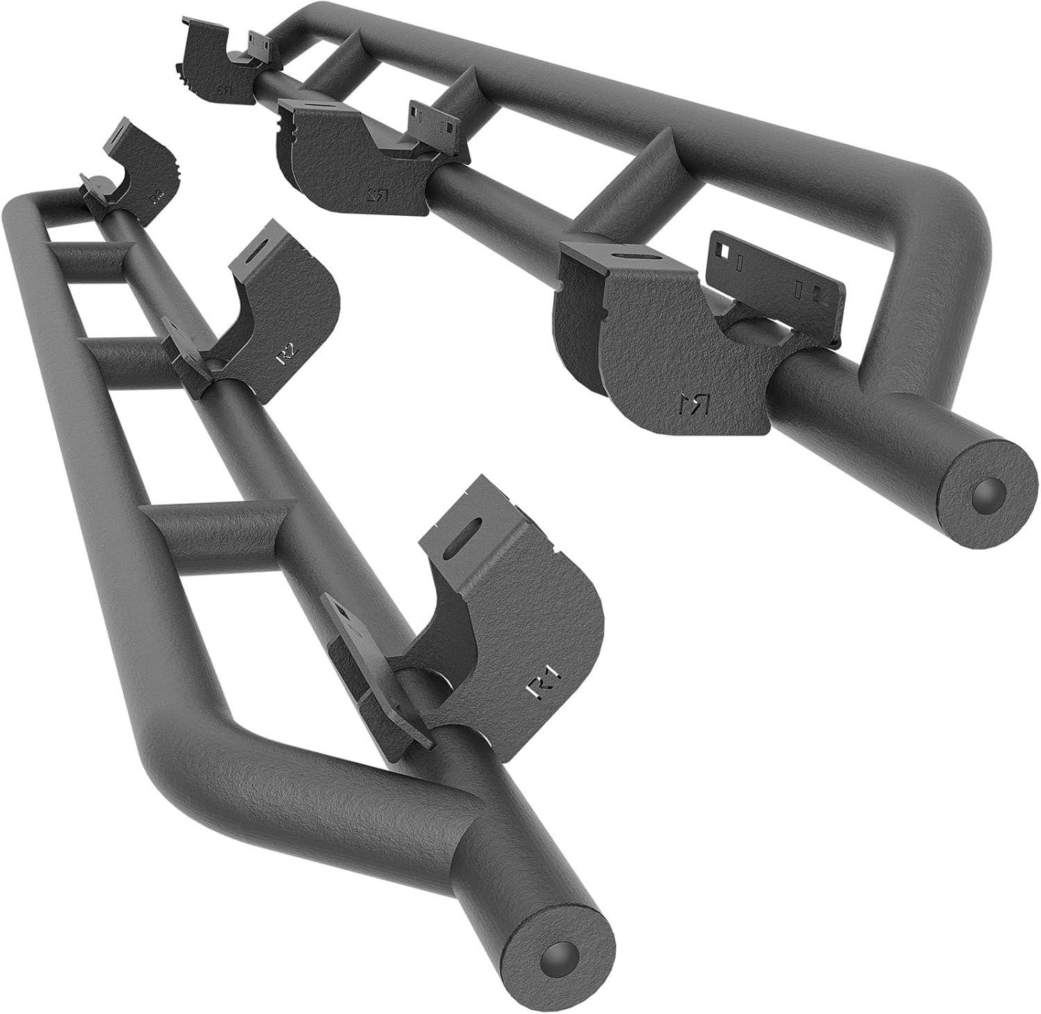 Rock Slider Nerf Bars Compatible with 2007-2018 Jeep Wrangler JK JKU Unlimited 4 Doors Running Boards, Heavy-Duty Carbon Steel, Black Powder Coated