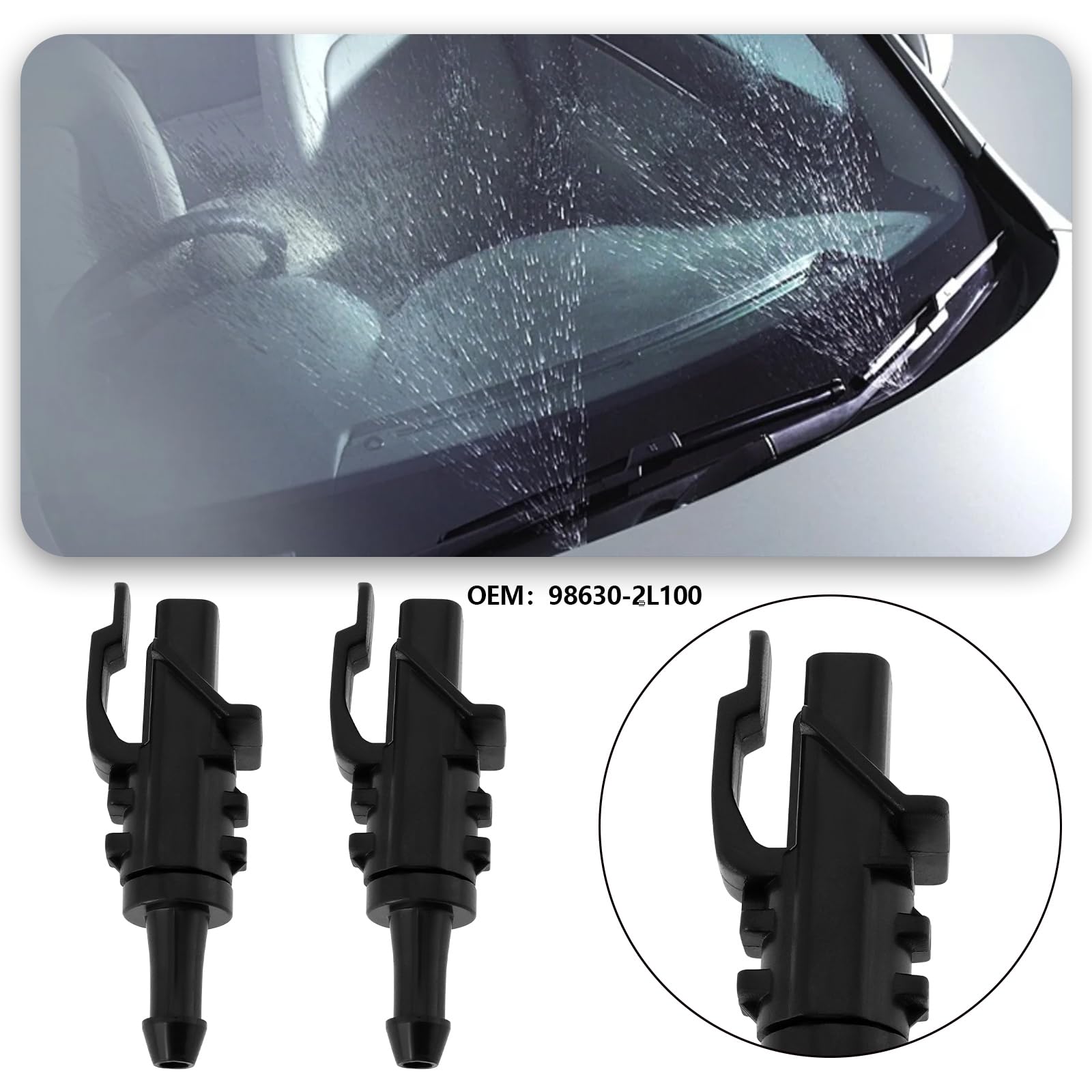 SG Store Dysza strumieniowa spryskiwacza przedniej szyby, dysza strumieniowa, spryskiwacz przedniej szyby, zamiennik numeru OEM 98630-2L100, kompatybilna z Hyundai i30, kompatybilna z Kia Cadenza K7