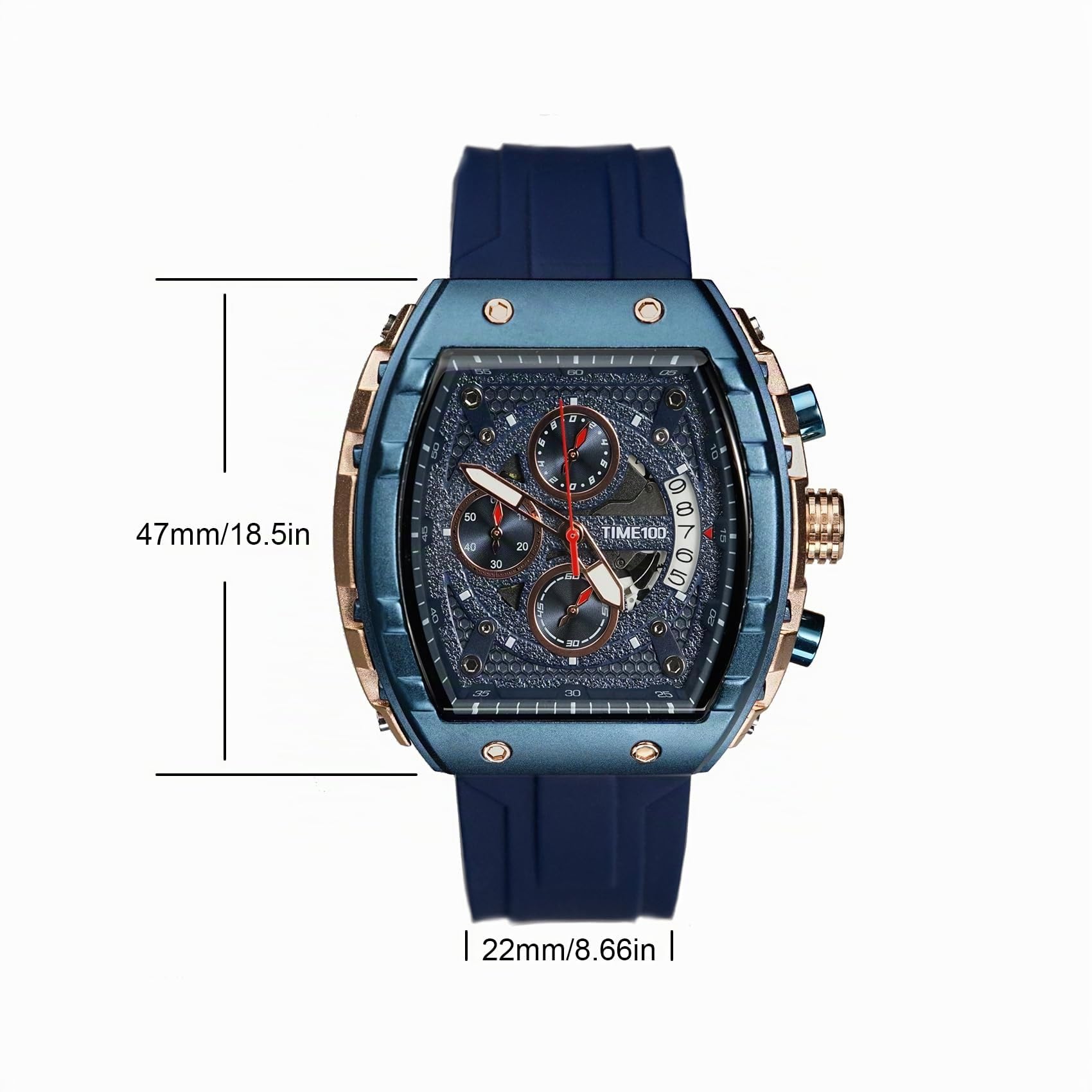 TIME100 Reloj para Hombre Analogico Cronógrafo Multifuncional Esfera de Cuarzo, Calendario,Multifuncional Estilo Elegante Deportivo Resistente al Agua
