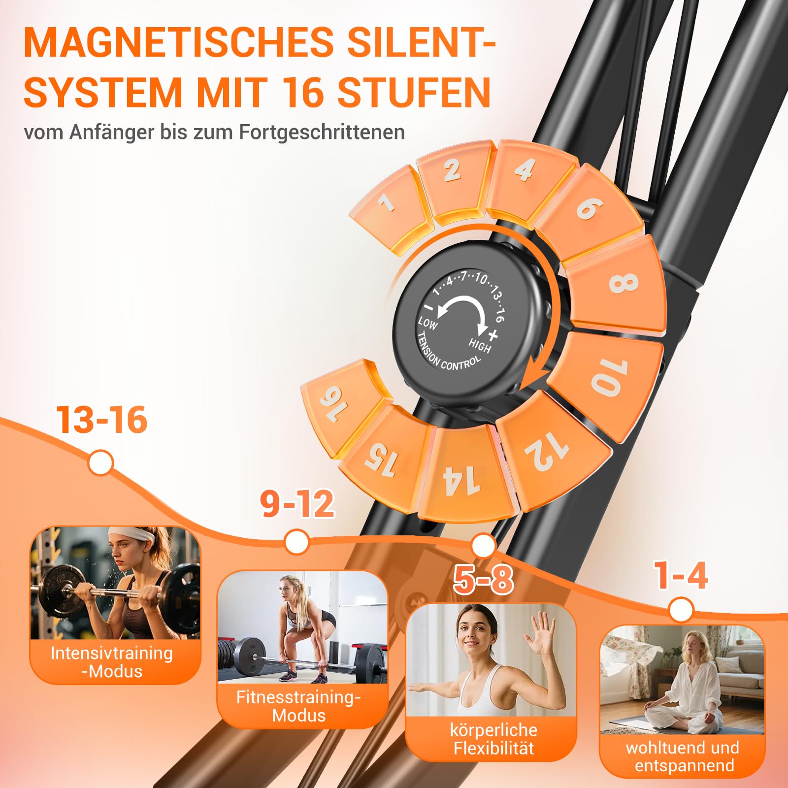UMAY Ergometer Hometrainer Fahrrad, 5-in-1 Heimtrainer Fahrrad Klappbar | Indoor Bike, 16-Stufen Magnet-Widerstand, Cardio mit Pulsmessung & LED Display, Weicher Sitz, 136kg Belastbarkeit
