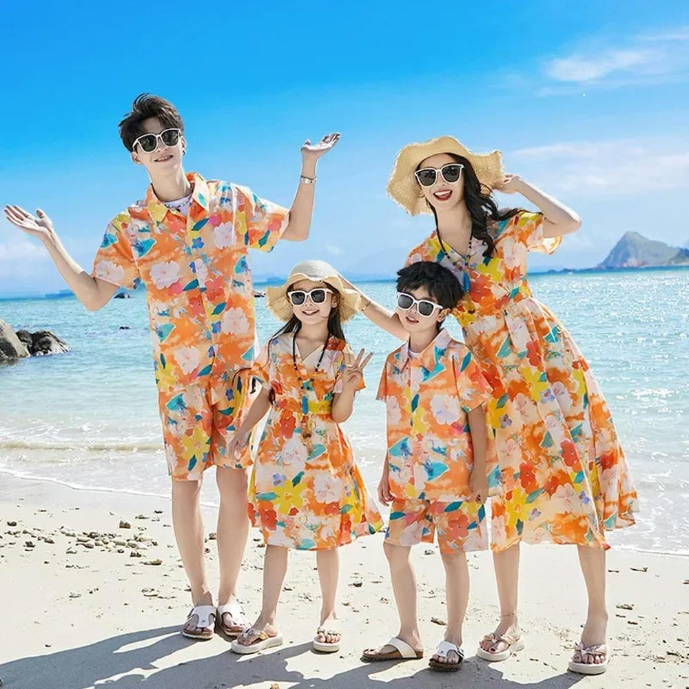 ZBDP - Set di camicie per bambini, genitori, mamme, figlie, papà, figlio, camicie, vestiti da spiaggia, famiglia, fratello, sorella, abbigliamento coordinato