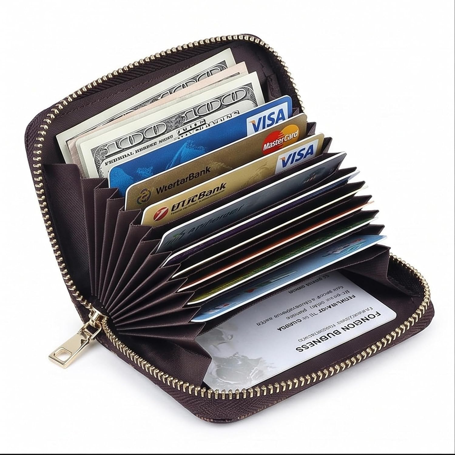 Credit Card Holder, Wallet Case, Bank Card Case, RFID Blocking Secure Card Case, ID Case, Organizer Zipper Wallet 1 Pcs