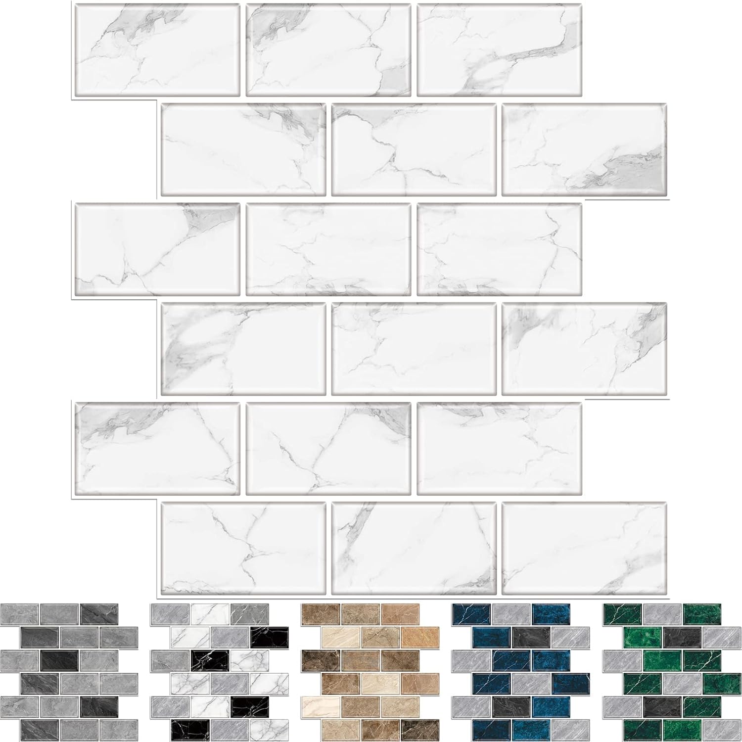 URCOLOR 10Sheet Backsplash Tile for Kitchen Peel and Stick,12"x12