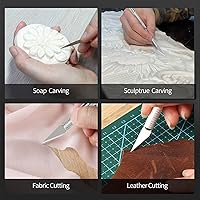 Vista 7 de Juego de cuchillos de precisión para manualidades, cuchillas de afeitar afiladas y cuchillo exacto para tallar, modelar, álbumes de recortes