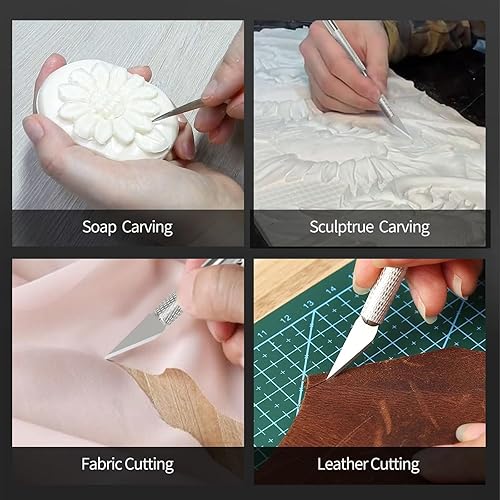 Miniatura 7 de Kit de cuchillos para manualidades, juego de cuchillos afilados y cuchillo Exacto para tallar, modelar, álbumes de recortes, esculturas y más, ideal