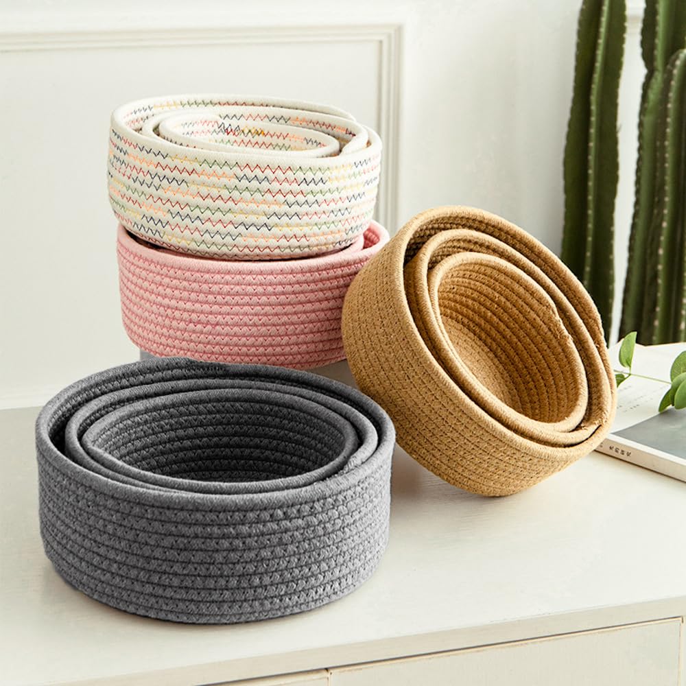 Duories Round Storage Basket, Cotton Rope Braided, Changing Table Organiser, Bathroom Organiser, Baby Toy Organiser - Image 2