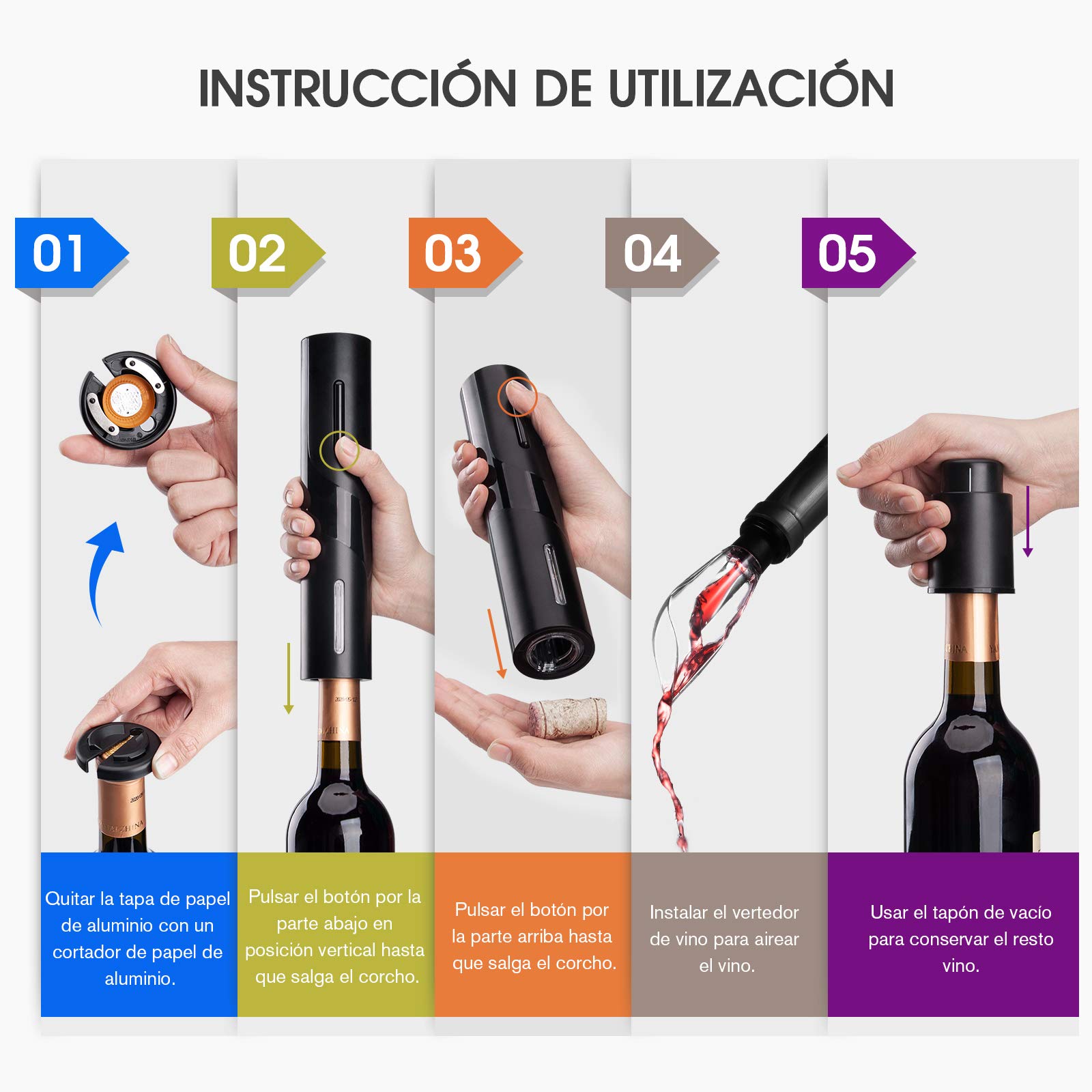 Apribottiglie di vino elettrico, set regalo con taglierina e versatore