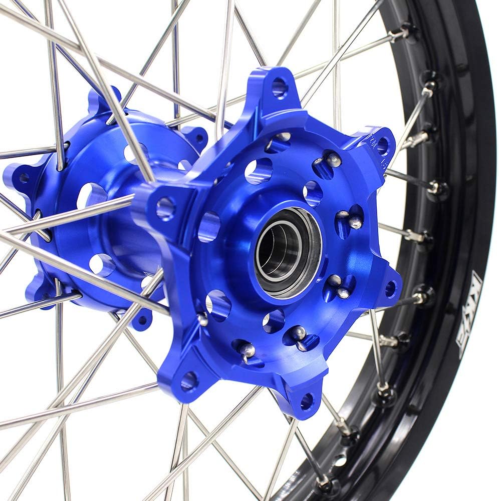 KKE 21/18 Enduro Dirt Bike Wheels Rims Set Compatible with YAMAHA YZ125 YZ250 1999-2024 YZ250F YZ450F Blue Hub