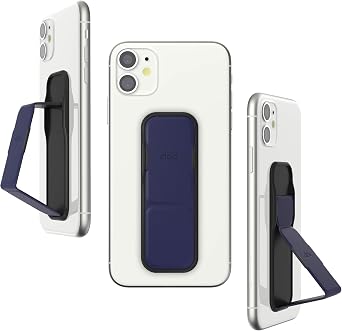 CLCKR Cell Phone Grip and Expanding Stand, Universal Phone Grip Holder for iPhone 15 Pro, Pro Max, Plus, 14 & 13 Models, Samsung Phones, Tablets and More, Smooth Blue