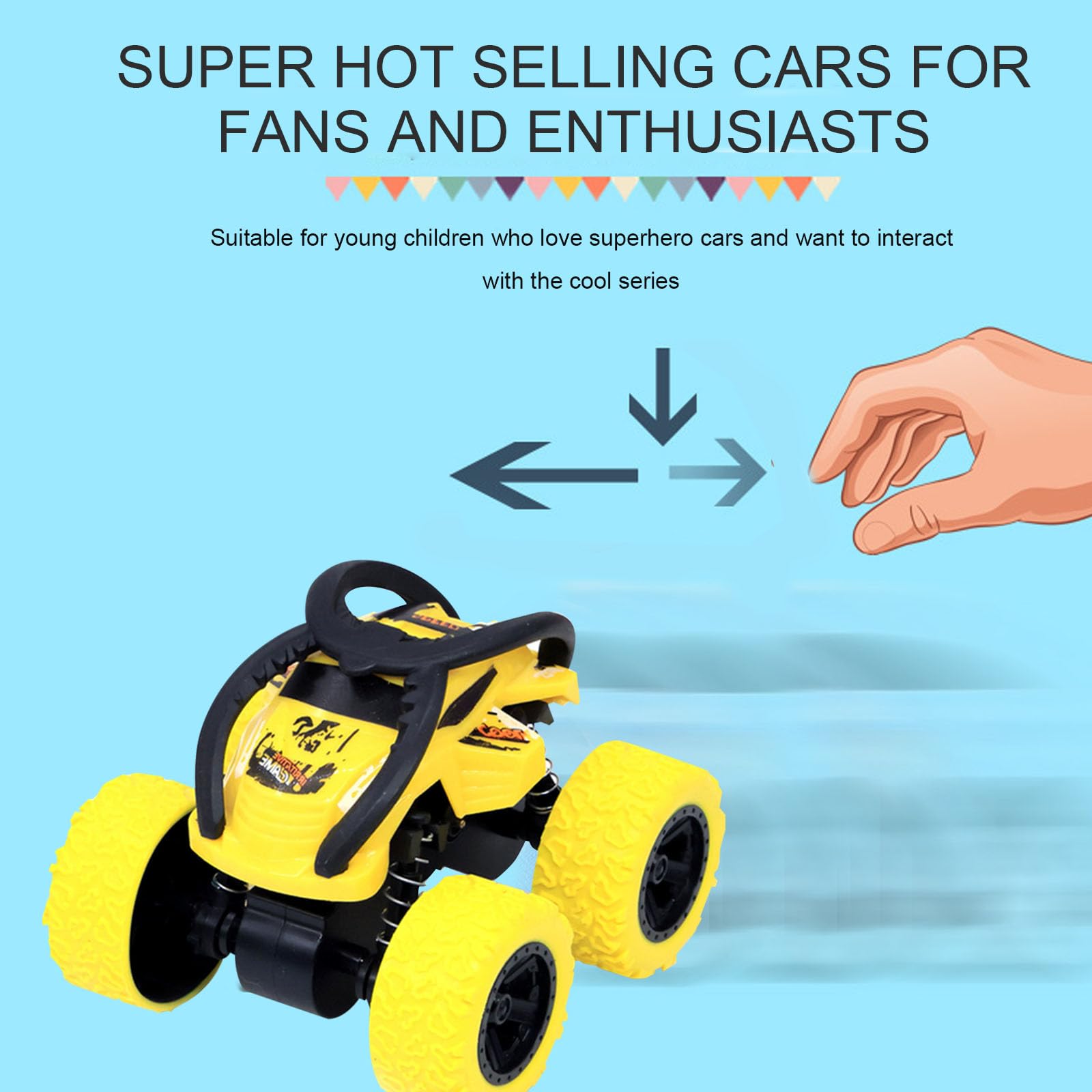 SSKHE 2 Pezzi Monster Truck 360 gradi rotante bambini auto giocattolo inerzia auto da corsa per 3 4 5 6 anni bambini rosso e giallo auto giocattolo
