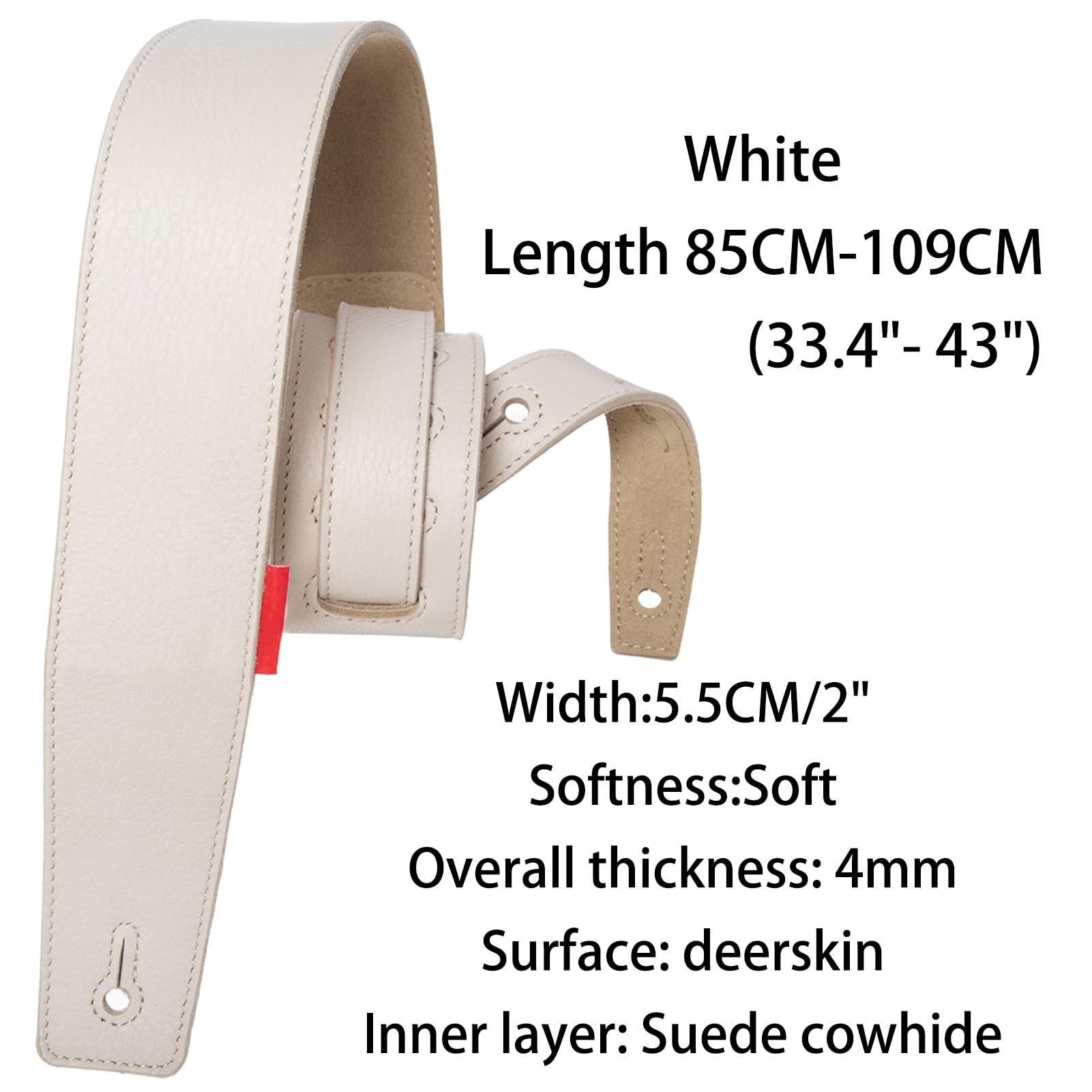 Correa De Guitarra Correas de Guitarra de tamaño Ajustable Correa de Guitarra de Cuero para Guitarras acústicas, Bajas y eléctricas(85-109cm*5.5cm)