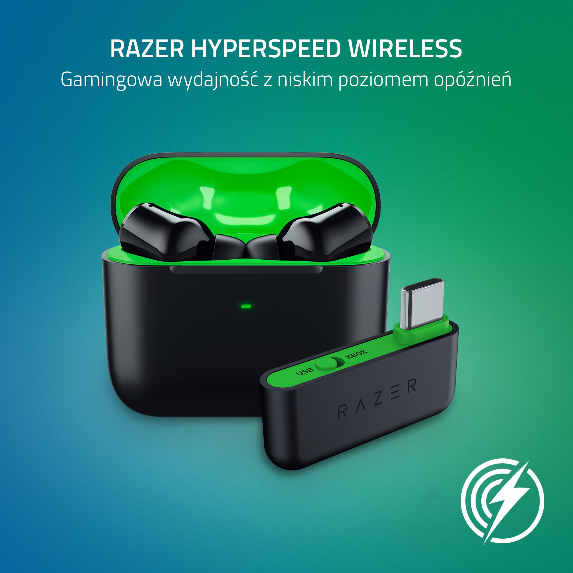 Razer Hammerhead HyperSpeed - bezprzewodowe słuchawki do gier na Xbox (bezprzewodowe HyperSpeed, aktywna redukcja szumów, Bluetooth 5.2, do 30 godzin baterii).