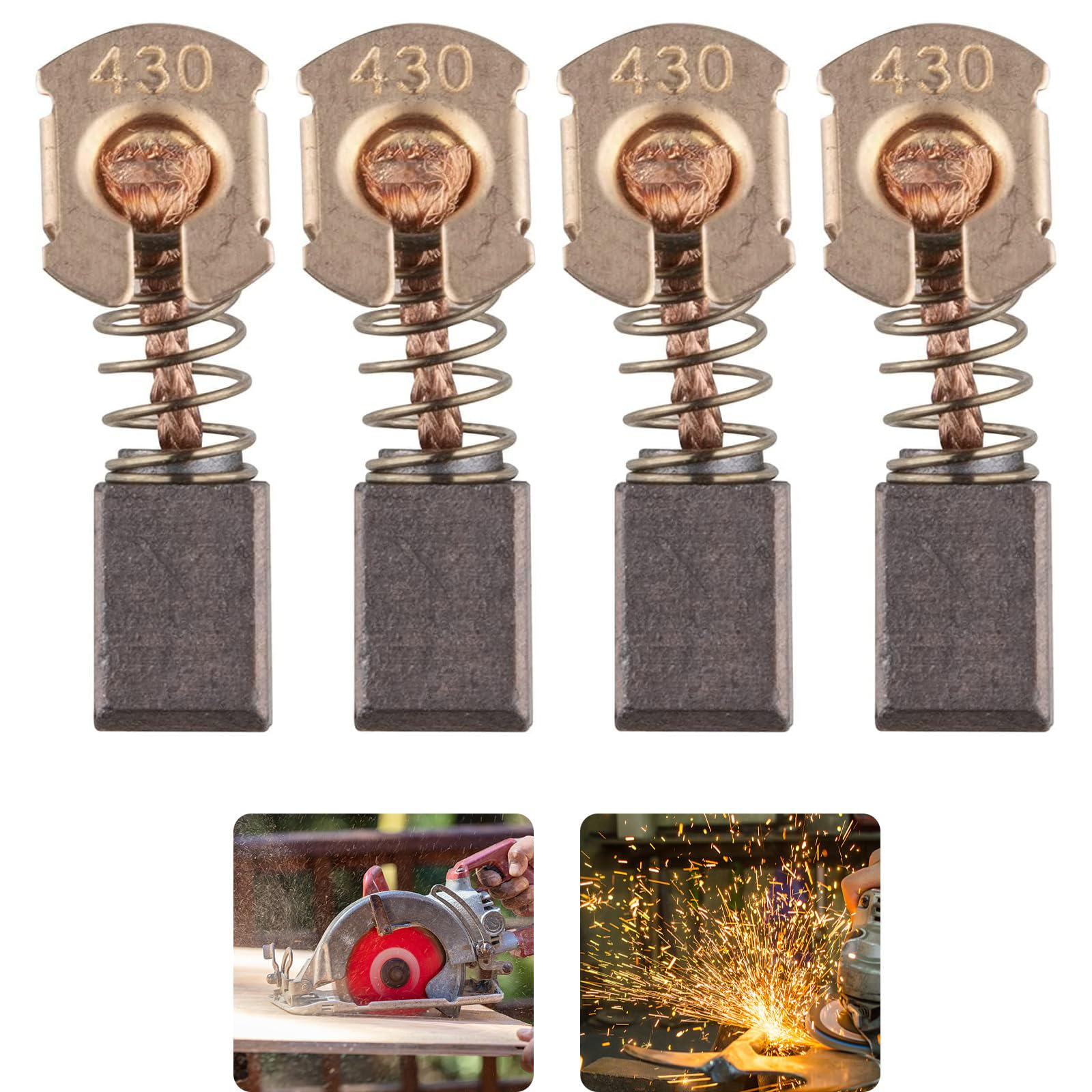 4PCS CB430 Carbon Brushes, Angle Grinder Carbon Brush Holder Compatible with Makita Angle Grinder 18V LXT BHR200 BGA450 BGA452 DGA452 Motor Brushes 191971-3 Replacement