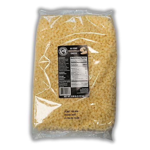 Bearded Butchers High-Temp Mozzarella Cheese 2.5 lbs – Shelf-Stable 1/4" Cubes for Up to 25 lbs of Meat, 400°F High-Temperature Cheese – Ideal for Sausage Making, Brats, Snack Sticks, Burgers, and More