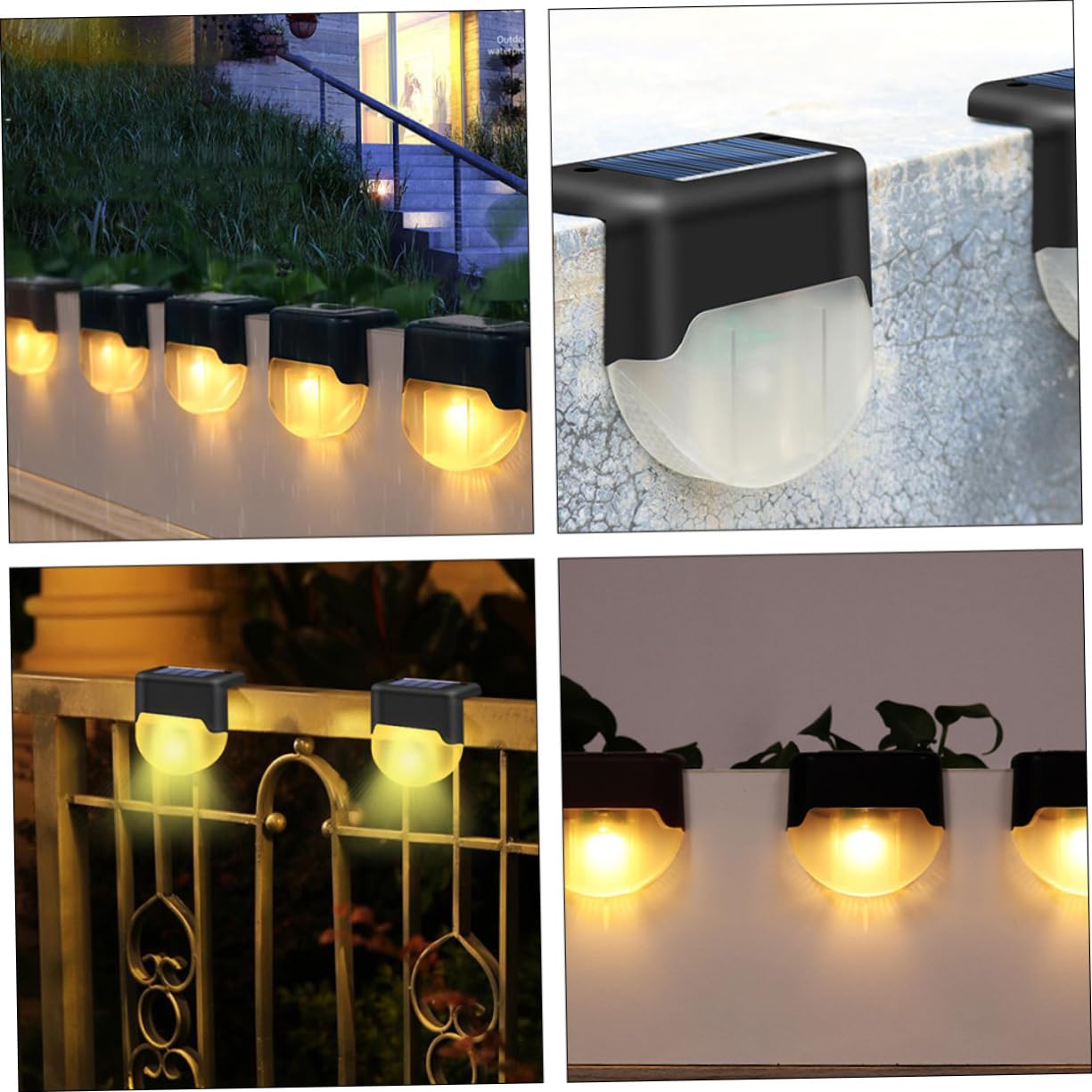 Gadpiparty 4 Pack Solar Step Lights Waterproof Led Stairs Lights Auto-on Outdoor Lighting for Garden Pathway