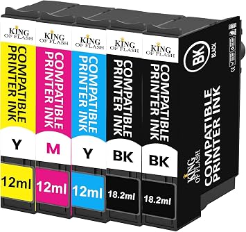 KING OF FLASH 604XL Ink Cartridges Replacement for Epson 604XL for Epson Expression Home XP-2200 XP-2205 XP-3200 XP-3205 XP-4200 XP-4205, Workforce WF-2910DWF 1 Set & 1 Black