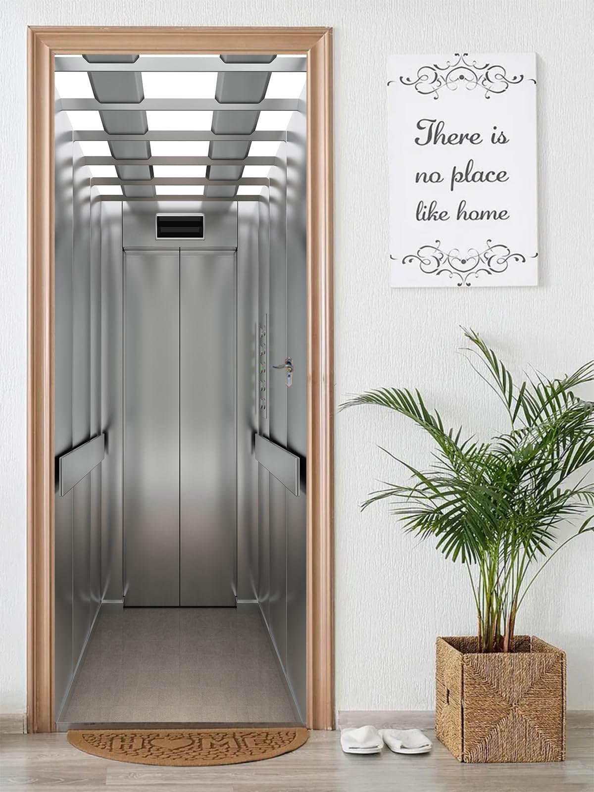 Flfk Mt017 3D Elevator Door Murals Peel And Stick 77X200cm-Self-Adhesive Door Sticker Decals Wallpaper Poster For Home Decor(2Pcs/Set)