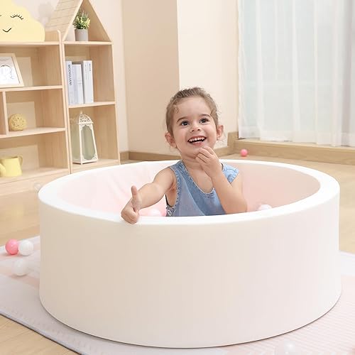 Miniatura 3 de Piscina de bolas de espuma para niños pequeños, corralito de juegos para bebés, diseño redondo suave, fácil de limpiar o instalar, regalo ideal para