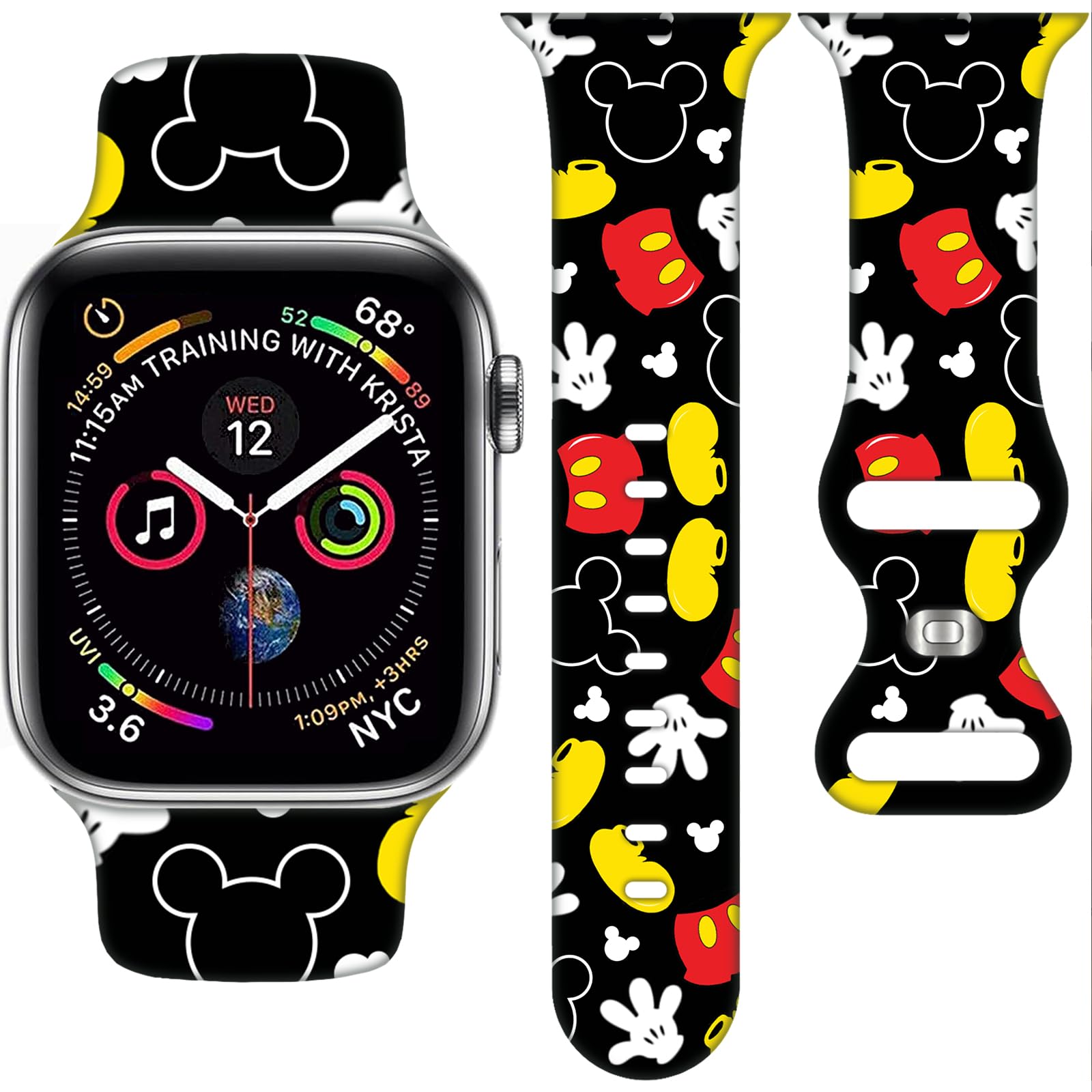 Cartoon Band for Apple Watch 38mm/40mm/41mm/42mm/44mm/45mm, Bands for Apple Watch Series 8 7 6 5 4 3 2 SE, Silicone iWatch Band for Kids Women Men