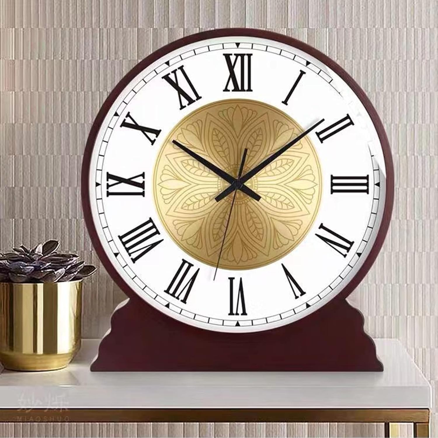 Mantel Clock, Solid Wood Mantel Clocks, Silent Desk Clock, Battery Powered Shelf Clock, for Living Room, Fireplace, Office, Kitchen, Home Decoration,14inch,D