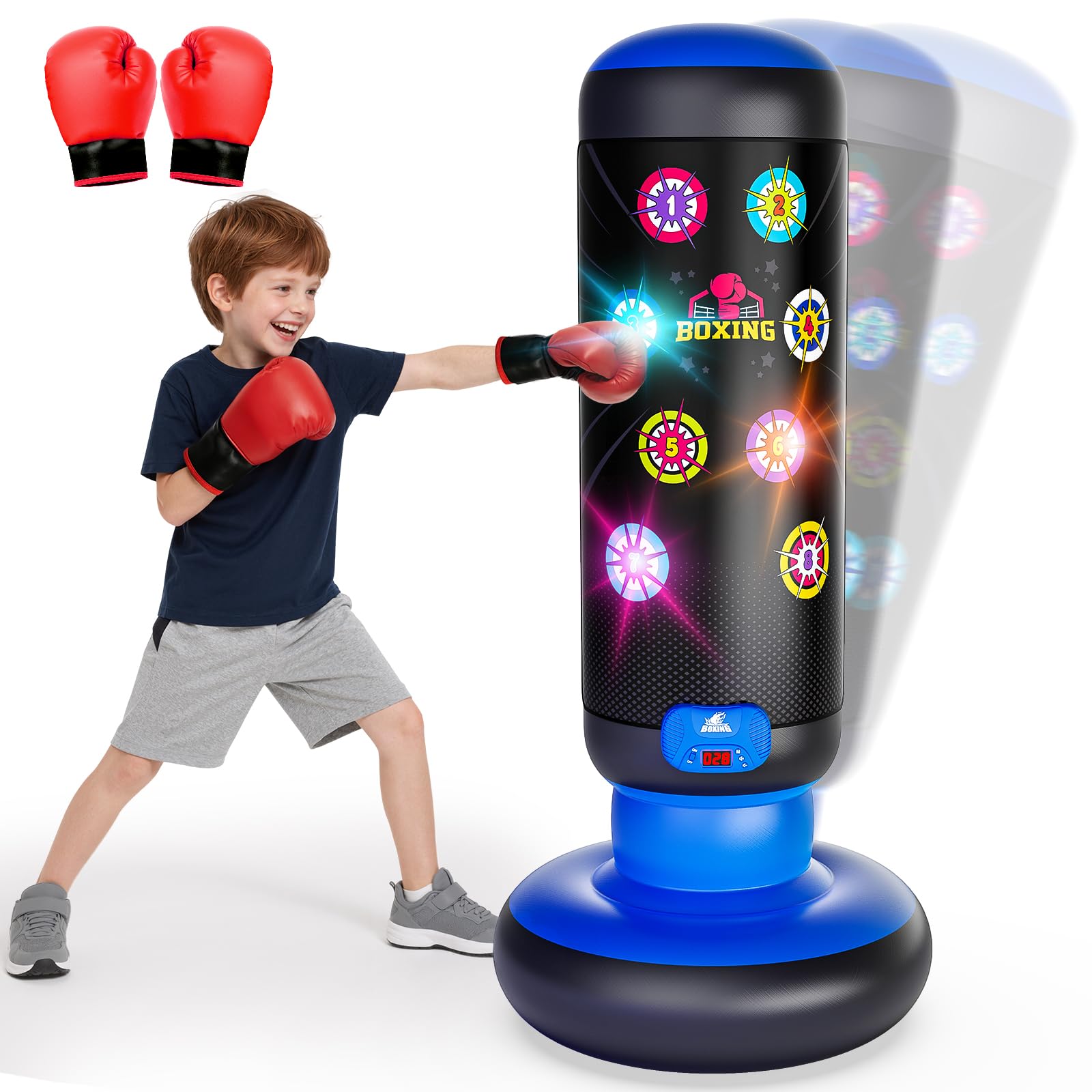 HopeRock Punching Bag for Kids, Boxing Set with Scoring, Light
