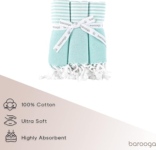Miniatura 9 de BAROOGA Toallas de mano turcas para baño y cocina, 18 x 38 pulgadas, (juego de 3), 100% algodón, toalla decorativa  cara, manos, gimnasio, cabello,
