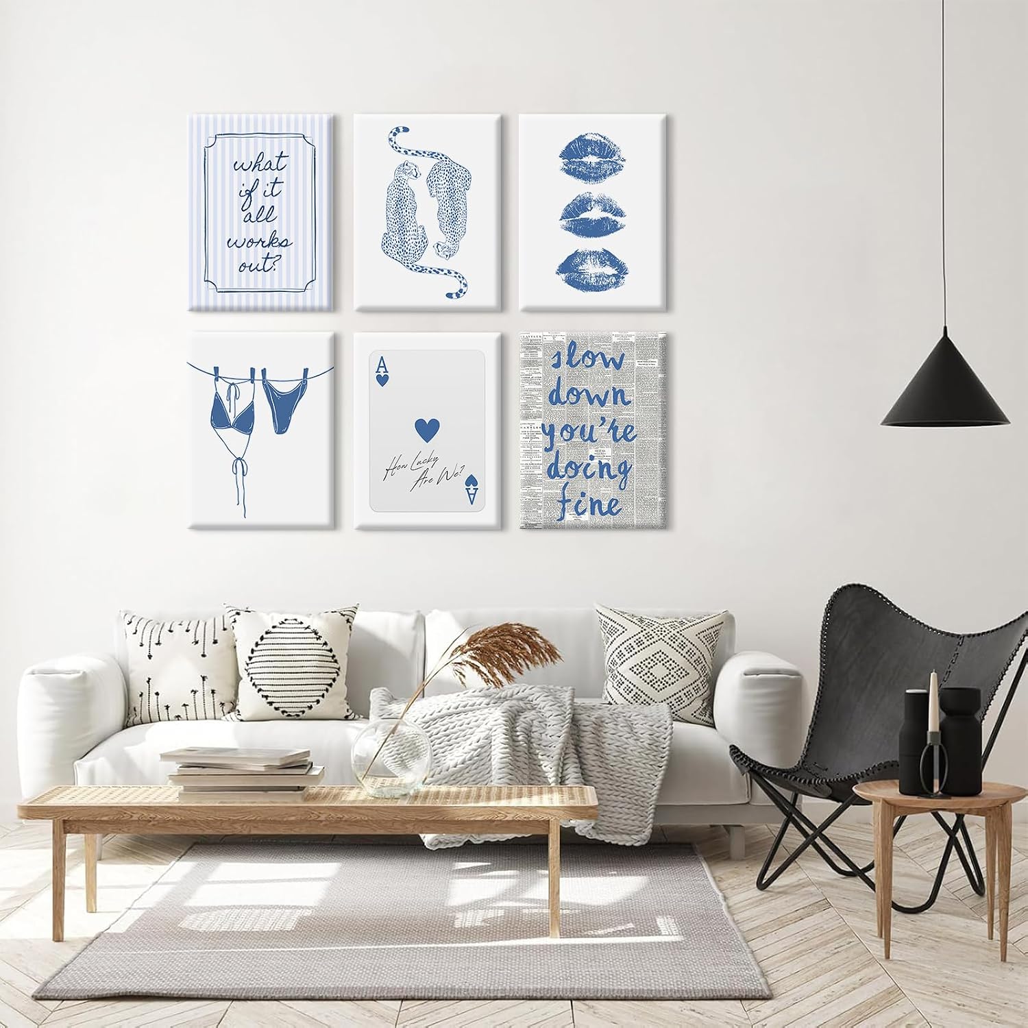Navy Blue Leopard Wall Art Preppy Cheetah Canvas Wall Decor Trendy Aesthetic Posters Navy Blue Bikini Prints Preppy Aesthetic Pictures Ace of Hearts Painting for Dorm Bedroom 8x10x6 Inch Ready to Hang image 4