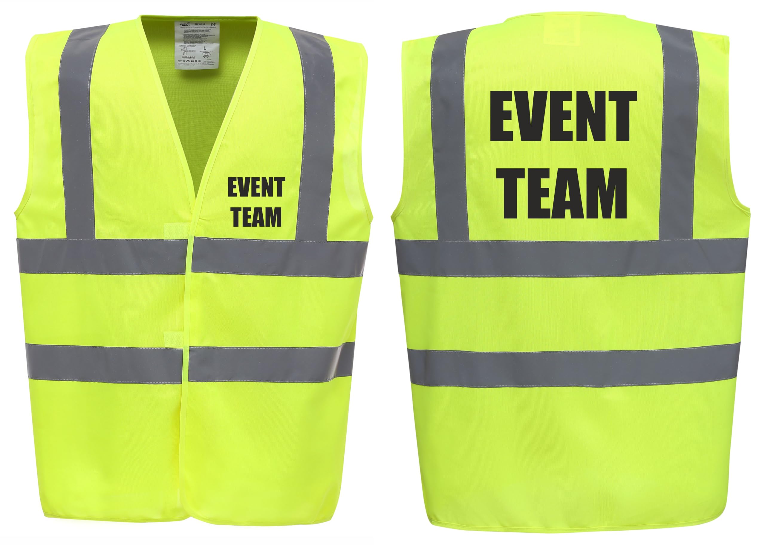 Brook Hi Vis Premium Safety Vest - EVENT TEAM Printed Front & Back, Event Management High Viz Waistcoat, Available in 14 Colours, Festivals (UK, Alpha, XXL, Regular, Regular, Yellow)