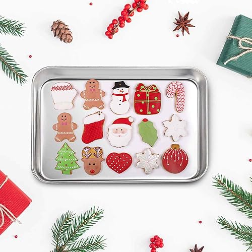 Miniatura 6 de TeamFar sartén tostadora para horno de acero inoxidable 7 pulgadas x 9 pulgadas x 1 pulgada apta para lavavajillas plateado metálico