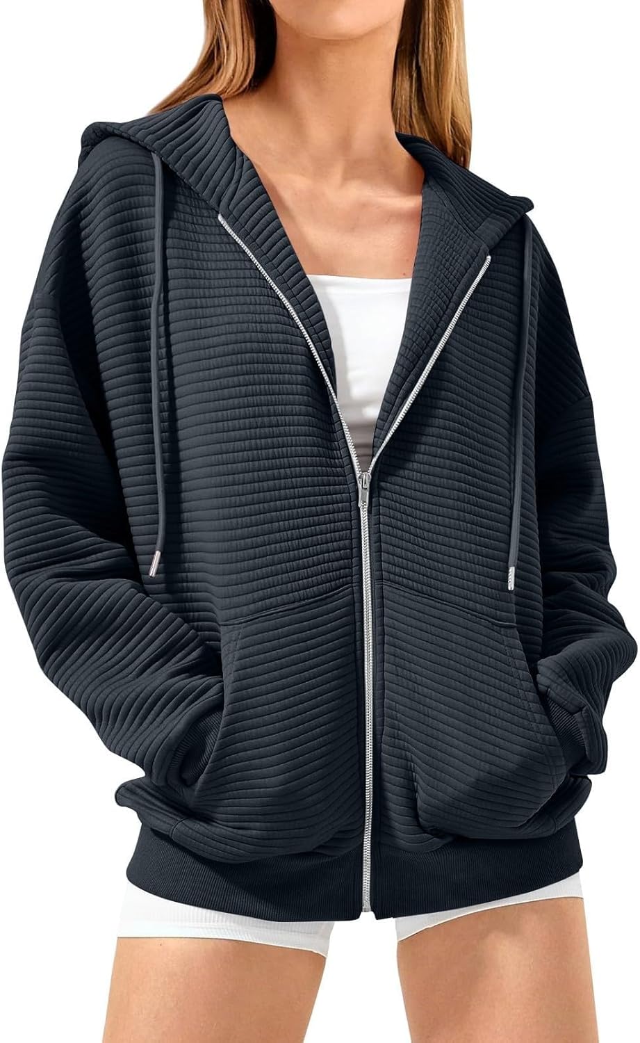 ジップアップパーカー レディース 長袖 スウェットシャツ 秋服 オーバーサイズパーカー カジュアル ファッション ジャケット