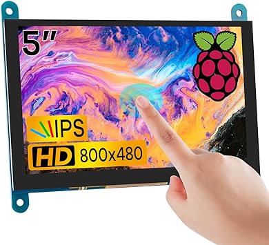 Hosyond 5 Inch IPS LCD Touch Screen Display Panel 800480 Capacitive Screen HDMI Monitor for Raspberry Pi 5/4/3, BB Black, Windows 10 8 7