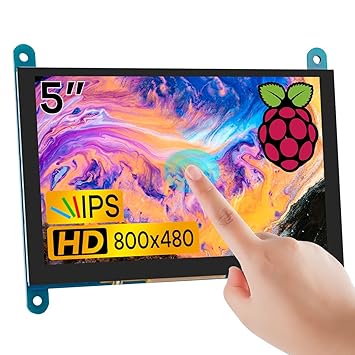 Hosyond 5 Inch IPS LCD Touch Screen Display Panel 800?480 Capacitive Screen HDMI Monitor for Raspberry Pi 5/4/3, BB Black, Windows 10 8 7