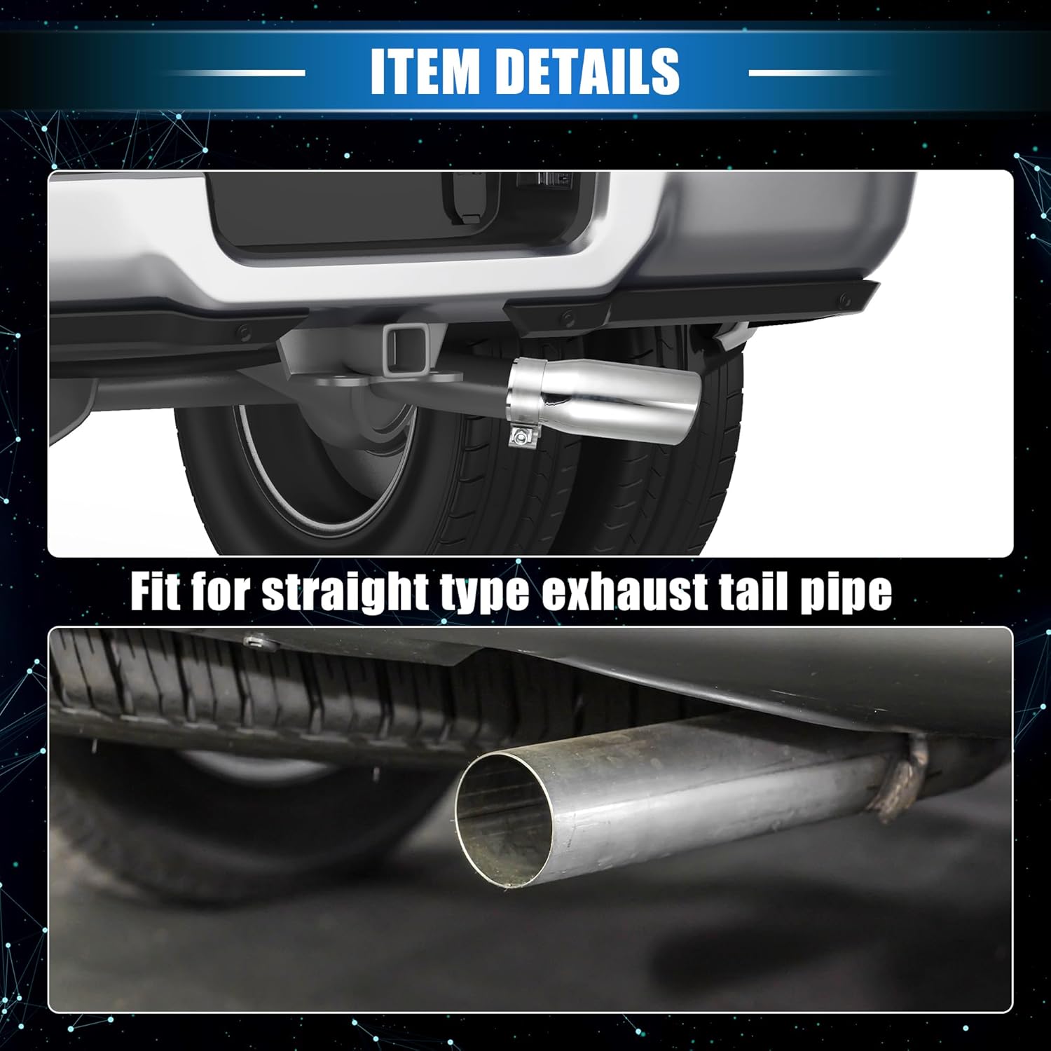 Car Exhaust Tip Tail Pipe Compatible for Toyota Tacoma 2005-2023, Anti-Corrosion 2.8'' Inlet 6.9'' Length Silver Tone Exhaust Rear Muffler Tip