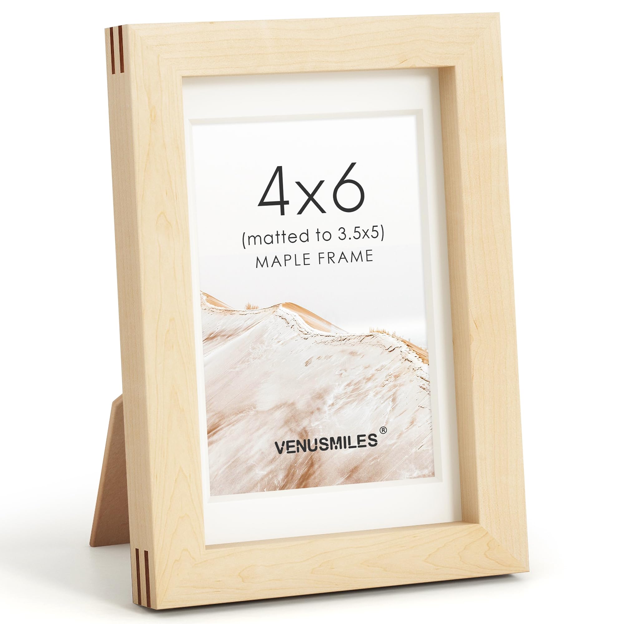4x6 Picture Frame, USA-Sourced Natural Maple Wood Photo Collage Frame with HD Tempered Glass, Modern Simple 4 x 6 Wooden Frame Matted to 3.5x5, Gallery Wall Frames for Art, Wall or Tabletop Display