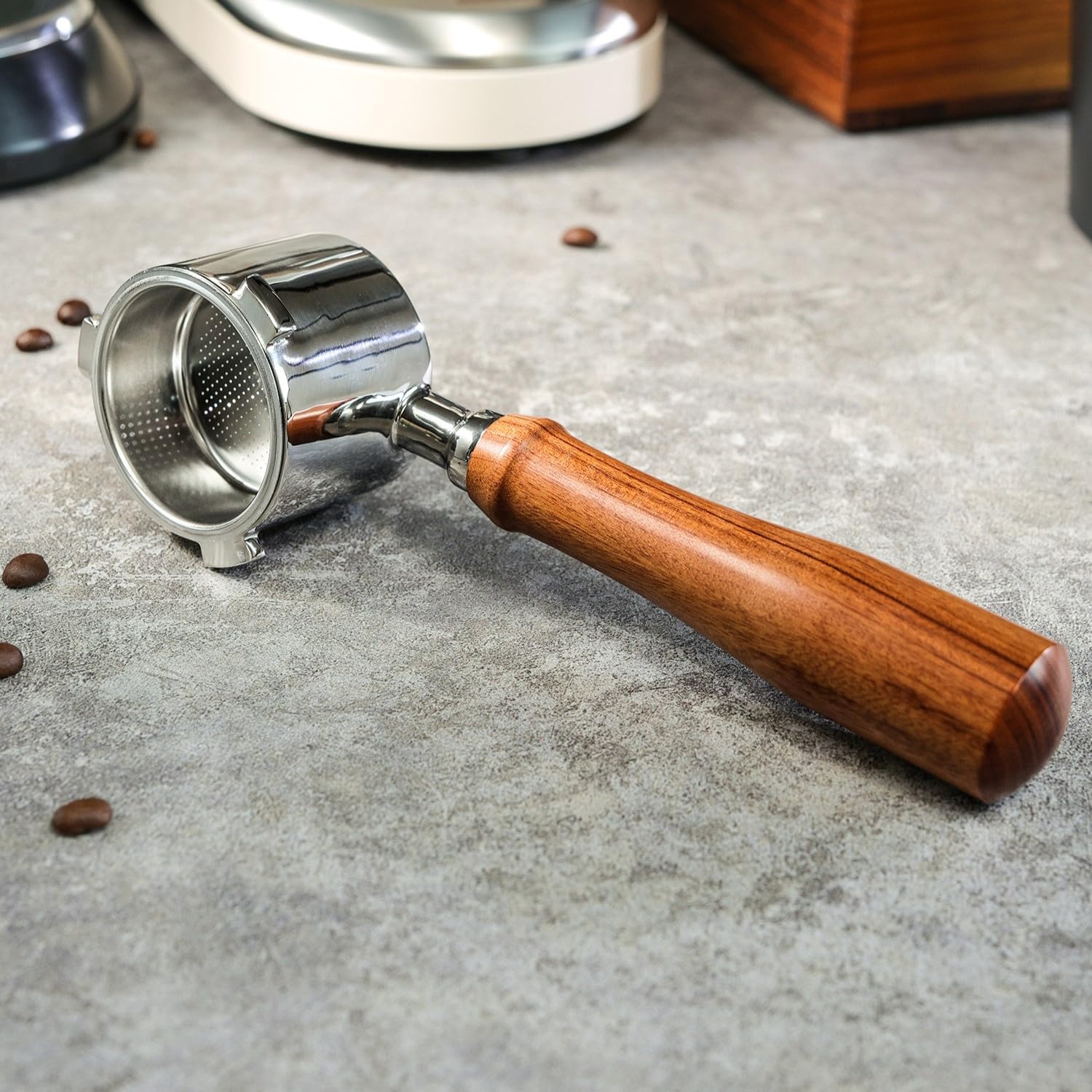 CAPFEI 51mm Bottomless Portafilter Only Fits DeLonghi La Specialista 9 Series EC9155/9335/9355/9665/EC9335 and DeLonghi Dedica Maestro EC900/EC950 | Filter Basket 0.3mm Pores | Wooden Handle