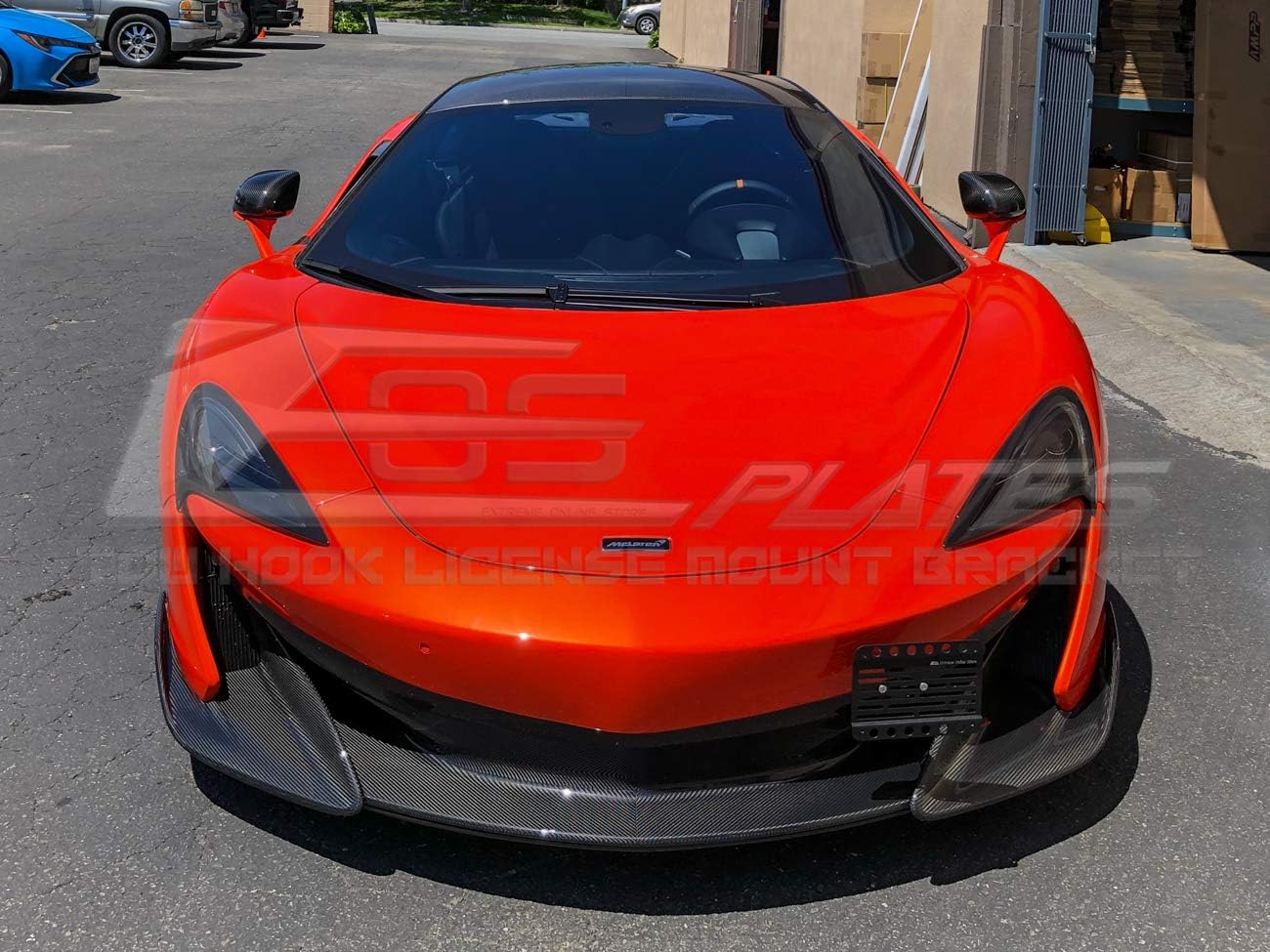 Extreme Online Store Replacement for 2019-Present McLaren 600LT | EOS Plate Version 1 Front Bumper Tow Hook License Plate Relocator Mount Bracket Tow-522 (Mid Size)