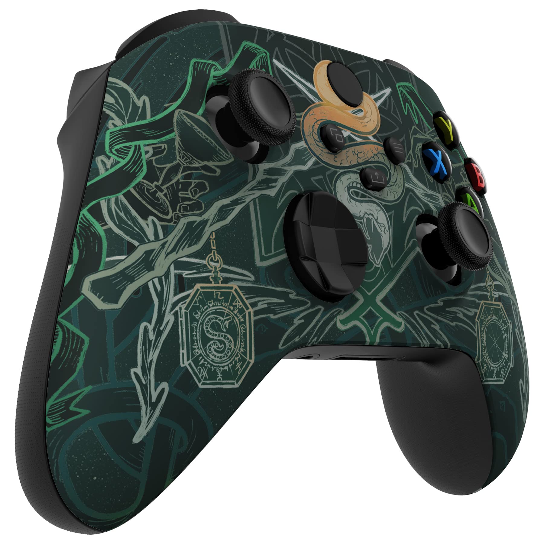 eXtremeRate Custodia Cover per Xbox Series X S Controller Joystick,Scocca Copertura Frontale Shell Ricambio per Xbox Core Controller Wireless Model 1914-Totem Serpente