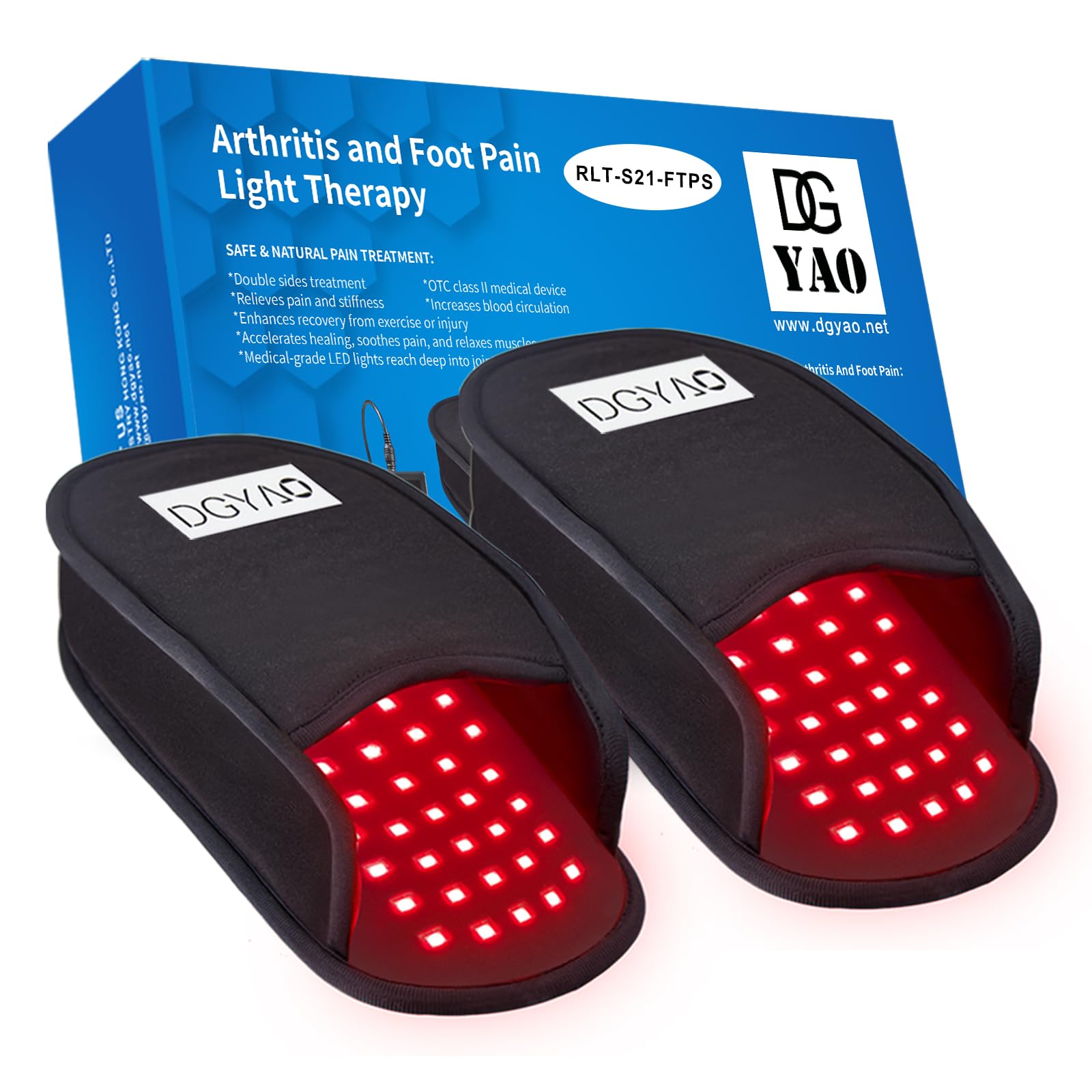 Red & Infrared Light Therapy Slipper with Pulse Mode for Feet Heel Toes, 660 & 880nm Flat LED Lights Pain Relief Muscle Relax Home Office Use (Two Pads)