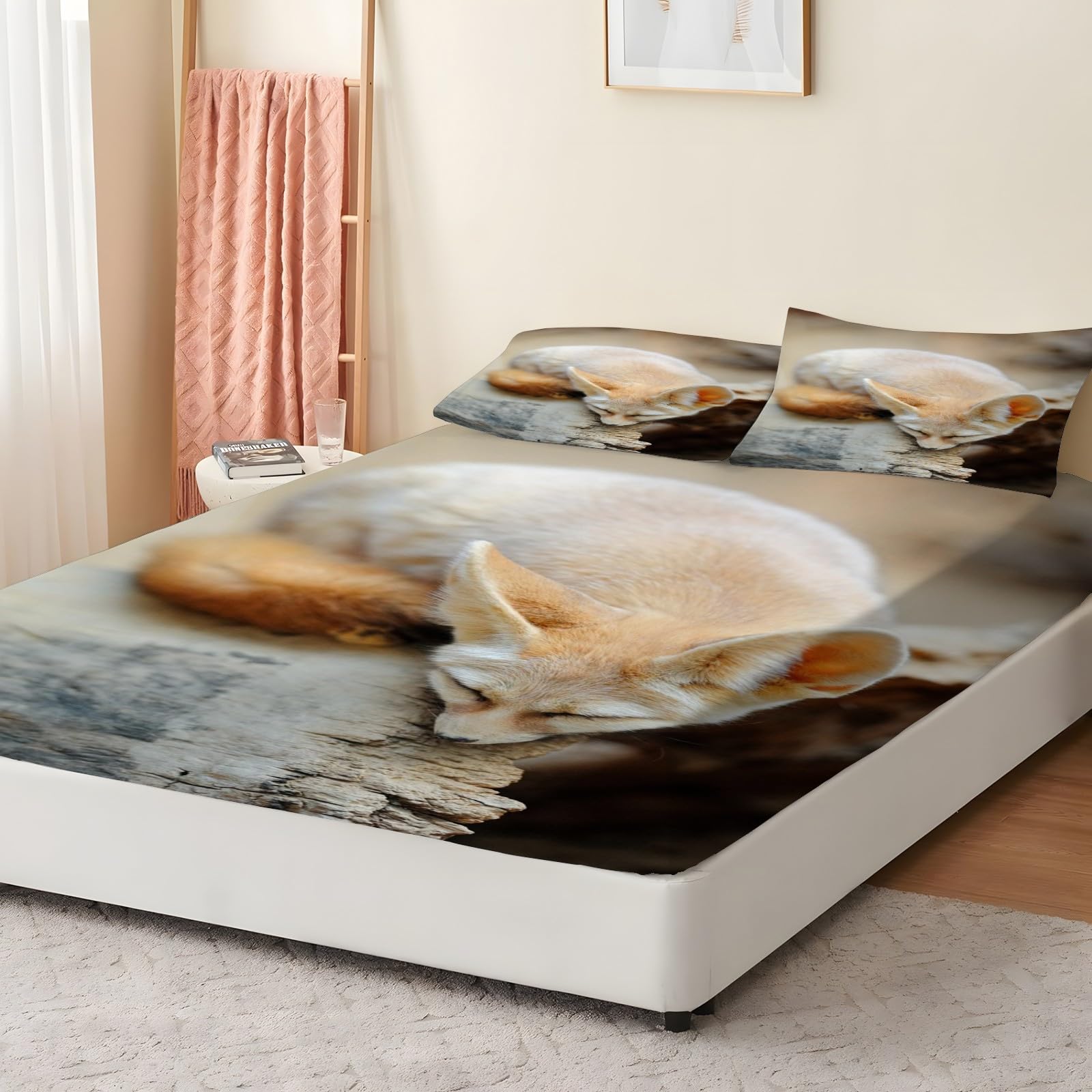 Amazon｜ボックスシーツ セミダブル フェネックキツネ動物 ベッド