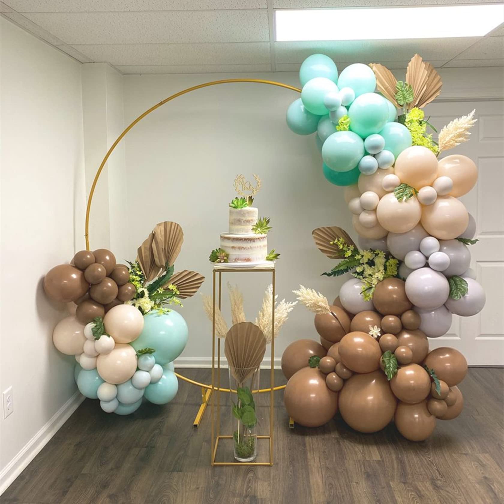 Toile de Fond Ronde en Fer pour décoration de Mariage, Arche de Fleurs, Ballons, arrière-Plan de Porte, fête